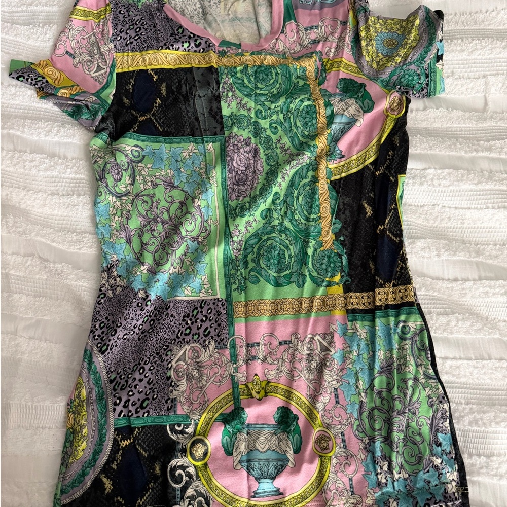 Versace Multicolor Patchwork Short Sleeve Tee - image 2